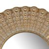 19 Inch Wall Mirror, Beaded Sunburst Design, Gold Finished Metal Frame