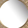 19 Inch Wall Mirror, Beaded Sunburst Design, Gold Finished Metal Frame