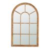 54 Inch Wall Mirror with Window Pane Design, Fir Wood, Distressed Brown
