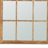 54 Inch Wall Mirror with Window Pane Design, Fir Wood, Distressed Brown