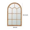 54 Inch Wall Mirror with Window Pane Design, Fir Wood, Distressed Brown
