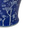 18 Inch Porcelain Ginger Jar, Finial Lid and Round Curved, Blue Flowers