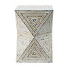 20 Inch Capiz Accent Stool Table, Hourglass Triangular, Off White Ivory