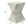 20 Inch Capiz Accent Stool Table, Hourglass Triangular, Off White Ivory