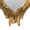 16 Inch Vintage Wall Mirror, Antique Gold Resin Frame, Heart Shaped Wings