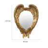 16 Inch Vintage Wall Mirror, Antique Gold Resin Frame, Heart Shaped Wings