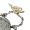 14 Inch Small Decorative Tray Set of 2, Perched Birds, Silver Metal Frame