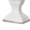 14 Inch Decorative Ceramic Vase, Artistic Turned Urn, White and Gold Rim