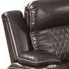 Xiu 38 Inch Power Recliner Chair, USB Port, Storage, Faux Leather, Brown