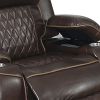 Xiu 38 Inch Power Recliner Chair, USB Port, Storage, Faux Leather, Brown