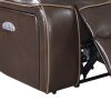 Xiu 38 Inch Power Recliner Chair, USB Port, Storage, Faux Leather, Brown
