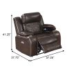 Xiu 38 Inch Power Recliner Chair, USB Port, Storage, Faux Leather, Brown