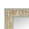 57 Inch Accent Wall Mirror, Thick Fir Wood Frame, Gold Leaves and Flowers
