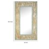 57 Inch Accent Wall Mirror, Thick Fir Wood Frame, Gold Leaves and Flowers