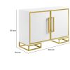 48 Inch Wood Accent Cabinet with 2 Doors and Square Open Base, White, Gold