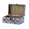 12, 10 Inch Wood Boxes, Classic Blue and White Quatrefoil Design, Set of 2