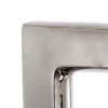 16 Inch Modern Vase, Artisanal Keyhole Design, Metallic Silver Stoneware