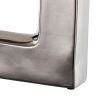 16 Inch Modern Vase, Artisanal Keyhole Design, Metallic Silver Stoneware