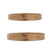 18, 15 Inch Round Decorative Tray, Marble Effect, Brown Fir Wood Frame