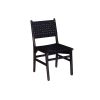 19 Inch Dining Chair, Black Leather Crossed Design, Iron Legs, Set of 2