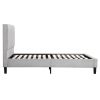 Heli Queen Bed, Gray Linen Upholstered Frame, Vertical Tufted Headboard