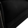 Zion 53 Inch Accent Loveseat, Handmade Nailhead Trim, Tufted, Black Velvet