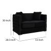 Zion 53 Inch Accent Loveseat, Handmade Nailhead Trim, Tufted, Black Velvet