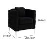 Zion 34 Inch Accent Chair with Throw Pillow, Handmade Tufted, Black Velvet