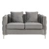 Zion 53 Inch Accent Loveseat, Handmade Nailhead Trim, Tufted, Gray Velvet