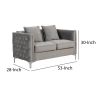Zion 53 Inch Accent Loveseat, Handmade Nailhead Trim, Tufted, Gray Velvet