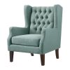 Keva 31 Inch Accent Chair, Deep Button Tufted Wingback, Soft Teal Fabric