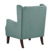 Keva 31 Inch Accent Chair, Deep Button Tufted Wingback, Soft Teal Fabric