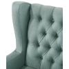 Keva 31 Inch Accent Chair, Deep Button Tufted Wingback, Soft Teal Fabric