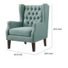 Keva 31 Inch Accent Chair, Deep Button Tufted Wingback, Soft Teal Fabric