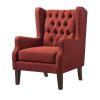 Keva 31 Inch Accent Chair, Deep Button Tufted Wingback, Soft Red Fabric