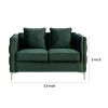 Zion 53 Inch Accent Loveseat, Nailhead Trim, Button Tufted, Green Velvet