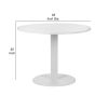 Keli 35 Inch Round Dining Table, White Aluminum Frame, Foldable Design