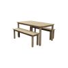 Felix 3 Piece Modern Dining Set, Natural Brown Acacia Wood Frame, 6 Seater