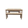 Felix 3 Piece Modern Dining Set, Natural Brown Acacia Wood Frame, 6 Seater