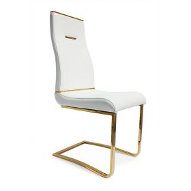 Sira 17 Inch Contemporary Dining Chair with Steel Base, White Faux Leather