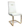 Sira 17 Inch Contemporary Dining Chair with Steel Base, White Faux Leather