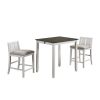 Hia 3 Piece Counter Table Set, Cushioned Seats, 2 Shelves, Crisp White