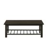 Viki 3 Piece Brown Coffee and End Table Set, Cross Bars, Slatted Open Shelf