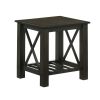 Viki 3 Piece Brown Coffee and End Table Set, Cross Bars, Slatted Open Shelf