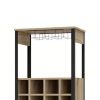 Isa 71 Inch Standing Bar Cabinet, 16 Cubbies, Natural Brown Wood Finish
