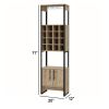 Isa 71 Inch Standing Bar Cabinet, 16 Cubbies, Natural Brown Wood Finish