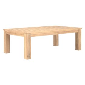 Syka 35 Inch Modern Coffee Table, Acacia Wood, Plank Top, Natural Brown