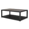 Coco 46 Inch Modern Patio Coffee Table with Shelf, Wicker Frame, Espresso