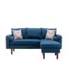 Ranon 70 Inch Sectional Chaise Sofa, Pillows, USB Ports, Side Pockets, Blue