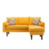 Ranon 70 Inch Sectional Chaise Sofa, Pillows, USB Ports, Pockets, Yellow